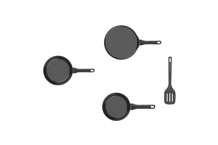 DiNA Set de poêles à frire 2 pièces avec poêle à crêpes et spatule